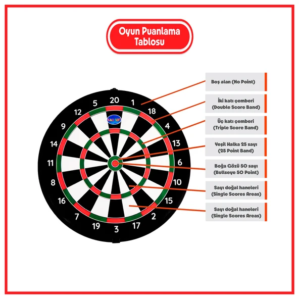 4 Oklu Mıknatıslı Dart Seti Çift Yönlü Manyetik Dart Askılı Dartboard - 6