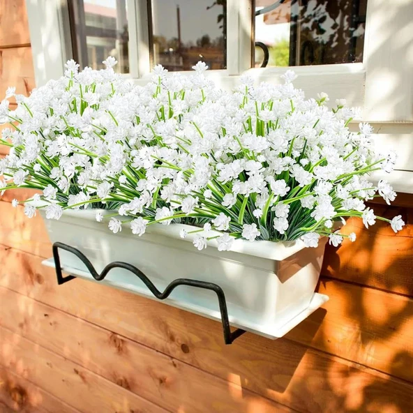 Nettenevime 6lı Set Yapay Çiçek Sazlı Lotus Beyaz Renk 7 Dal Plastik  30cm - Resim 7