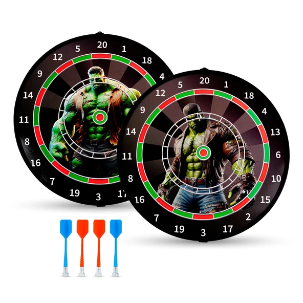 4 Oklu Mıknatıslı Hulk Dart Seti Çift Yönlü Manyetik Dart Askılı Dartboard