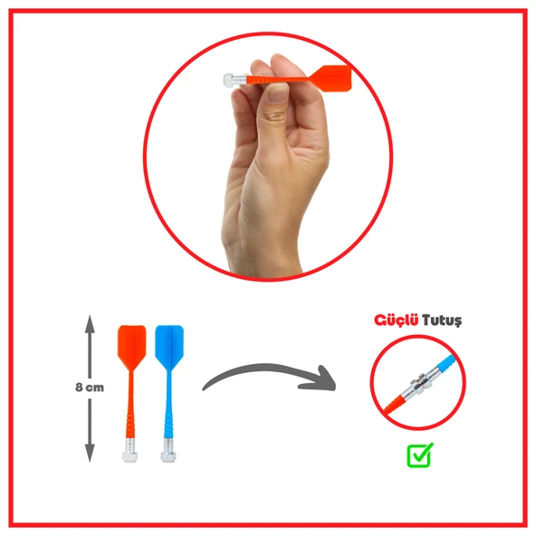 4 Oklu Mıknatıslı Hulk Dart Seti Çift Yönlü Manyetik Dart Askılı Dartboard - 3