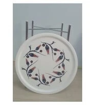 Dekoratif Krom Kaplı Desenli Katlanır Sehpa - 2