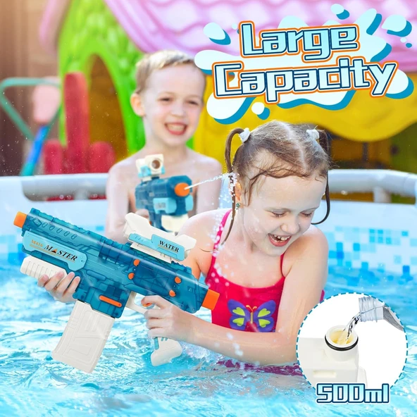 Büyük Boy Otomatik Atış Yapan 8-10 Metre Menzilli Pilli Bataryalı Su Tabancası - 4