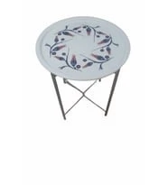 Dekoratif Krom Kaplı Desenli Katlanır Sehpa - 4