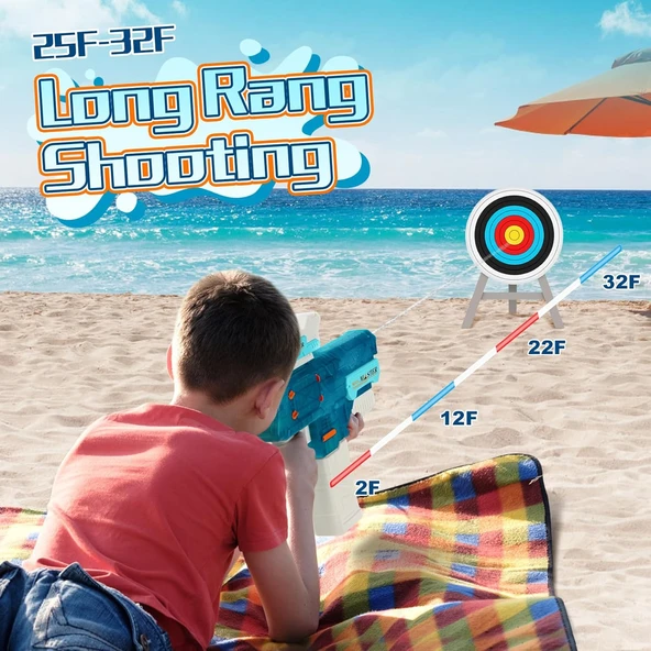 Büyük Boy Otomatik Atış Yapan 8-10 Metre Menzilli Pilli Bataryalı Su Tabancası - 3