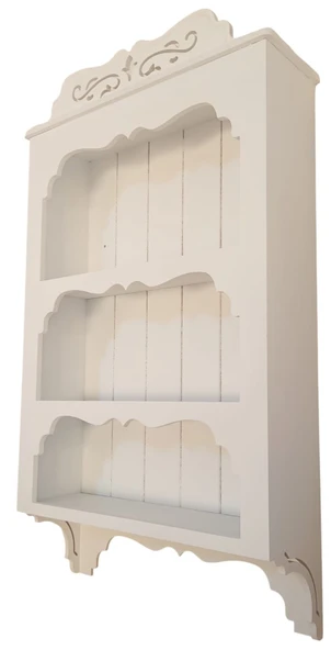 Ahşap Boyalı MDF Dekoratif 3 Raflı Duvar Rafı - 2