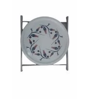 Dekoratif Krom Kaplı Desenli Katlanır Sehpa - 5