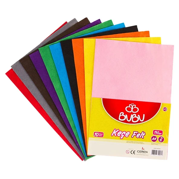 Bu-Bu Keçe 20X30 10'Lu Karışık Renk  | KE0001 ürün görseli 1