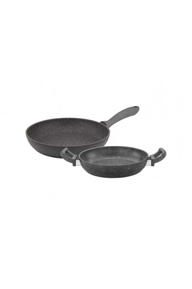 Tantitoni Granit 2li Tava Ve Sahan Seti 28/20 Cm Gri HERCUL GRSET2028G - 1