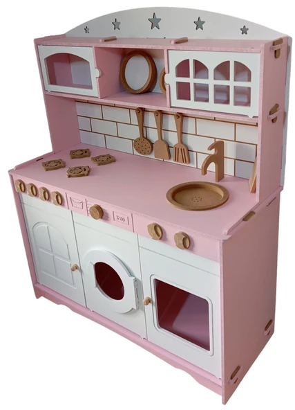 MDF 3 Kapaklı Boyalı Oyuncak Mutfak - 2