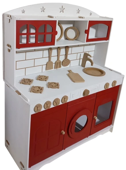 MDF 3 Kapaklı Boyalı Oyuncak Mutfak Seti - 2