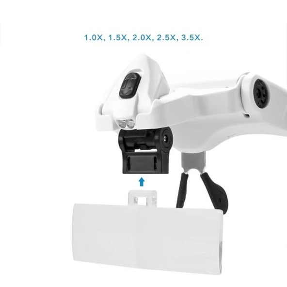 5 Lens 1.0x-3.5x 2led Işıklı İle Ayarlanabilir Gözlük Büyüteç 9892b2 - 3