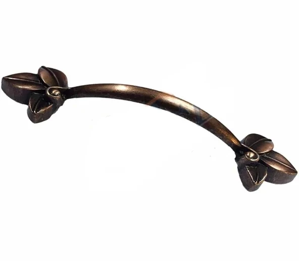 Dekoratif Zamak Yaprak Kulp - 96mm, Eskitme, 1 Adet ürün görseli