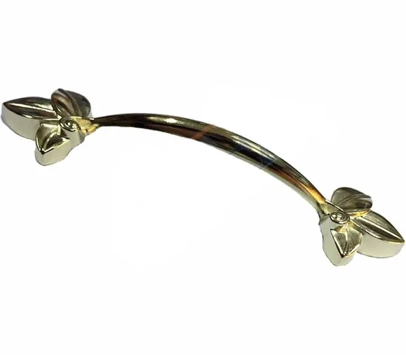 Dekoratif Zamak Yaprak Kulp - 96mm, Sarı, 1 Adet ürün görseli