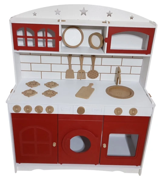 MDF 3 Kapaklı Boyalı Oyuncak Mutfak Seti - 3