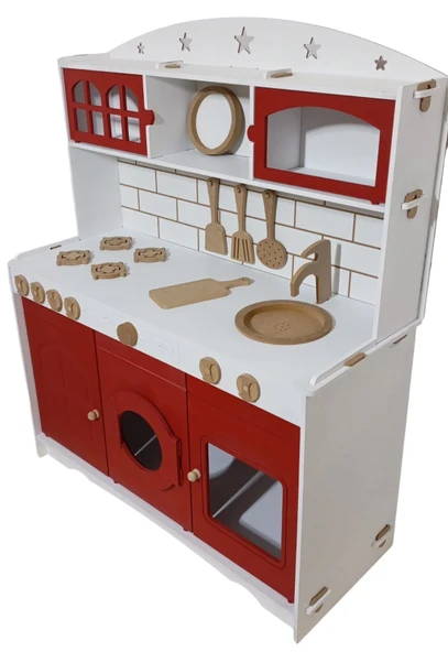 MDF 3 Kapaklı Boyalı Oyuncak Mutfak Seti - 4