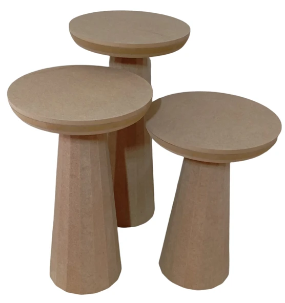 MDF 3'lü Mantar Sehpa Takımı