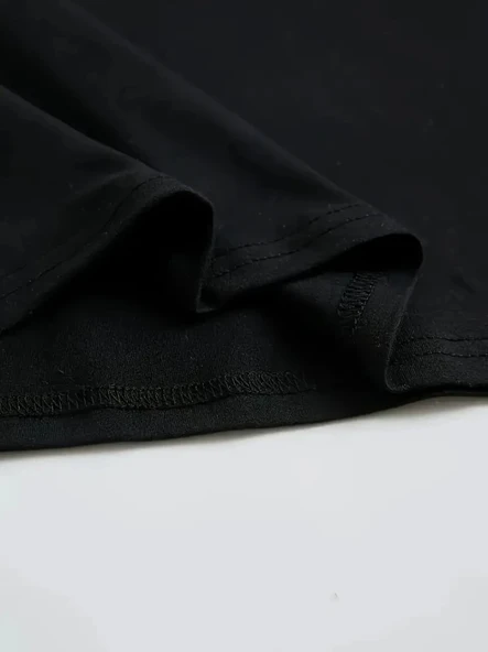 Baskılı Oversize Bisiklet Yaka T-shirt - Siyah - Resim 4