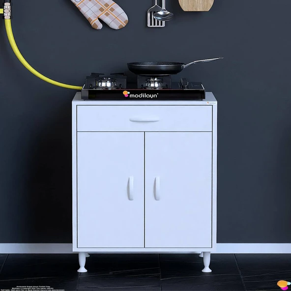 Modilayn QPLAS (M) Set Ocak Altı Dolap 60x88x48 cm Çekmeceli, Kapaklı 2 Göz Raf Bölmeli - 3