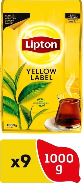 Lipton Yellow Label Dökme Siyah Çay 1000 gr x 9 Adet - 1