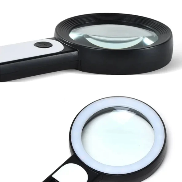 30x 12ışıklı Büyüteç Taşınabilir Çıft Katmanlı Optik Cam Okuma Büyüteç 229018 - 6