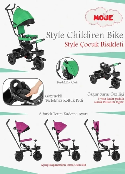 Moje Style 3 Tekerlekli Çocuk Bisikleti Pembe - 7