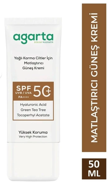 Agarta Doğal Güneş Kremi Yağlı Karma Ciltler İçin Matlaştırıcı 50 Spf 50 Ml ürün görseli