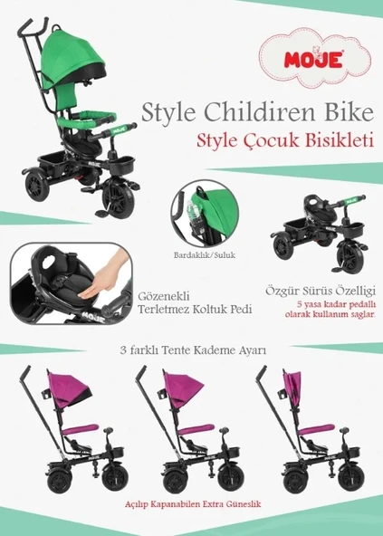 Moje Style 3 Tekerlekli Çocuk Bisikleti Yeşil - 2