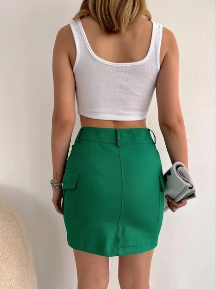 Körüklü cep etek yeşil s24904 - 2