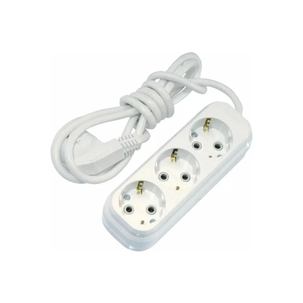 3 Lü Klemensli Topraklı Grup Priz 3 Metre Topraklı