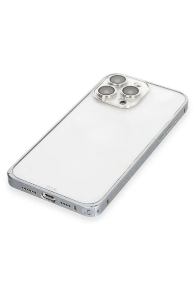 Joko iPhone 15 Pro Metal Bumper Mat Kapak - Gri - Resim 5