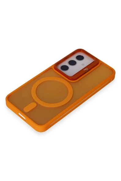 Joko Samsung Galaxy S24 Flet Lens Magsafe Kapak - Turuncu - Resim 4