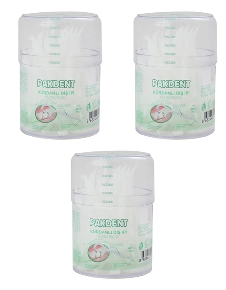 Pakdent Kürdanlı Diş İpi Silindir Kutu 50'li 3 Adet