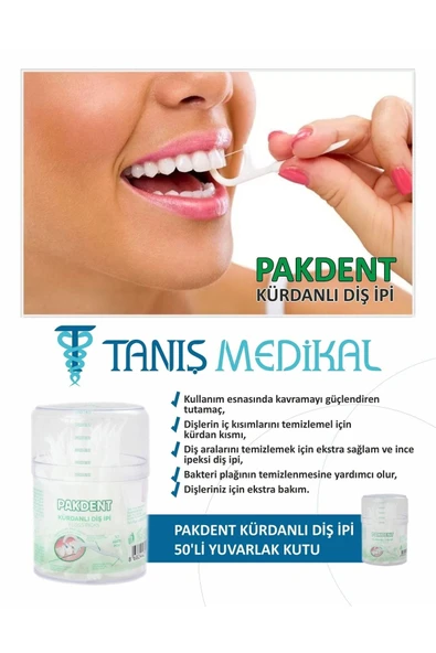 Pakdent Kürdanlı Diş İpi Silindir Kutu 50'li 3 Adet - 2