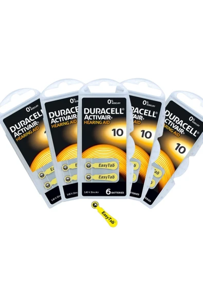 Duracell Active Air 10 Numara Işitme Cihaz Pili (5 Paket = 30 Adet) - 1