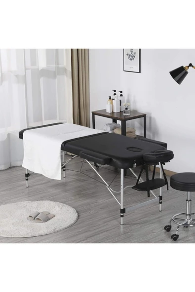 MEDITERIAN Siyah Taşınabilir Masaj Yatağı 3 Bölgeli Ayarlanabilir Yükseklik Baş Destekli ve El Dayanaklı Masaj - Resim 2