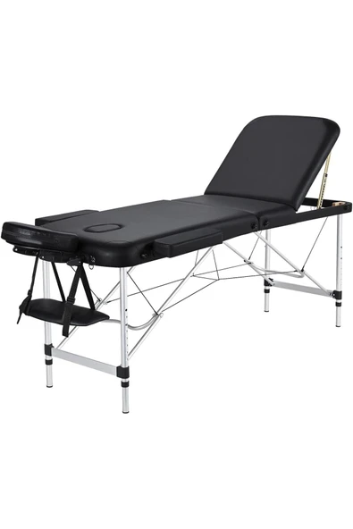 MEDITERIAN Siyah Taşınabilir Masaj Yatağı 3 Bölgeli Ayarlanabilir Yükseklik Baş Destekli ve El Dayanaklı Masaj ürün görseli