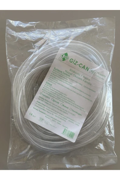 Giz-Can Oksijen Kanülü 7 METRE Silikonlu Nazal Kanül Yetişkin ürün görseli