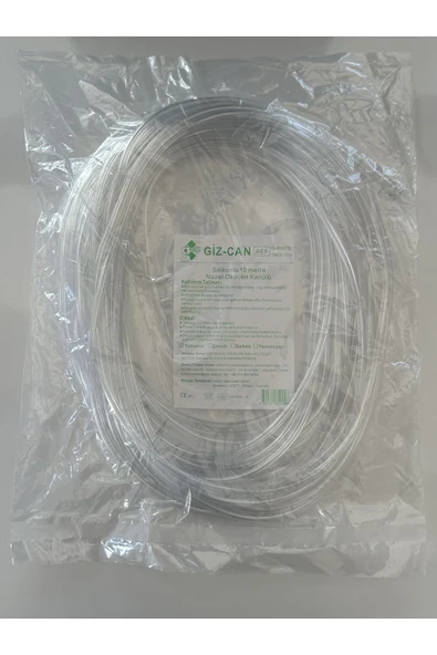 Giz-Can Oksijen Kanülü 15 METRE Silikonlu Nazal Kanül Yetişkin - 1