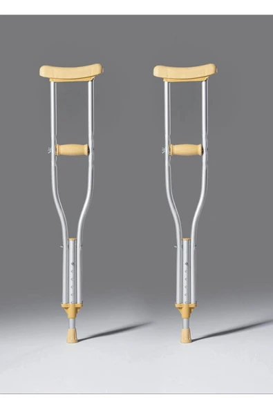 MEDİKALCİM Koltuk Altı Değneği (5ÇİFT) 10Adet MEDİUM BOY Alüminyum Pimli Boy Ayarlanabilir Yumuşak Elcik ürün görseli