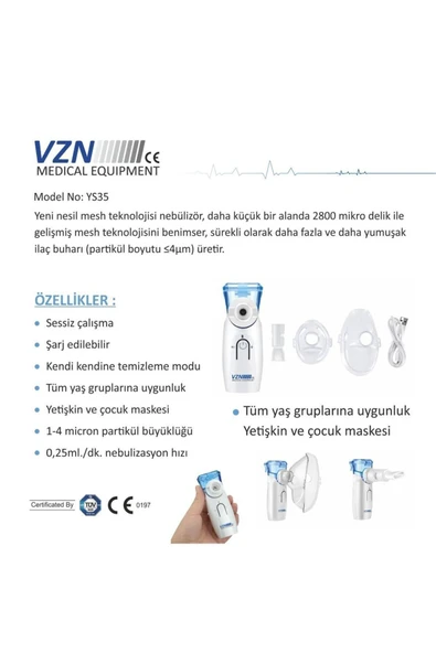 VZN Yeni Nesil Taşınabilir Mesh Nebülizatör Ys35 - Resim 2