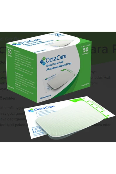 Octacare Medikalcim Emici Yara Pedi 7,5 cm x 10 cm 50 Adet - 1