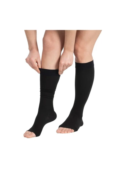 Wingmed Ccl 2 Diz Altı Burnu Açık Varis Çorabı (Siyah) - Resim 2