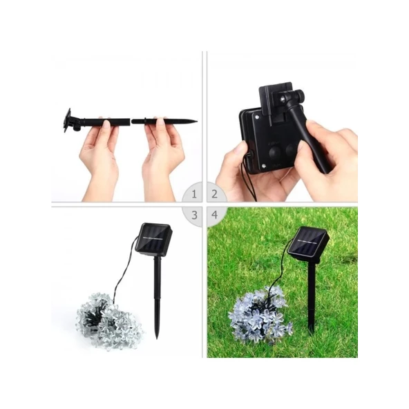 Solar 30 Ledli Çiçekli Günışığı Bahçe Aydınlatma Dekorasyon Güneş Enerjili - 3