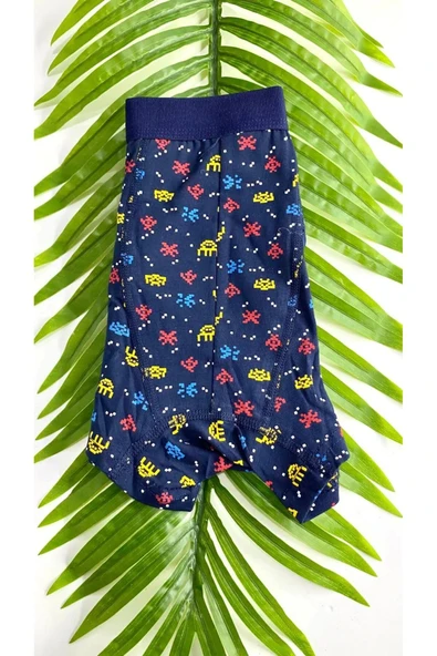 NİVEMESHOME 4480 ERKEK LYCRALI  COTTON BOXER LACİVERT PACKMAN DESENLİ XL BERRAK