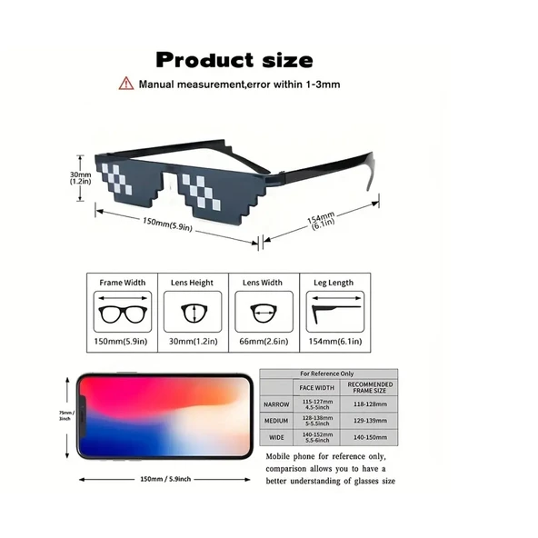 Thug Life Trend Güneş Gözlüğü Mozaik Siyah Kedi Gözlükleri - 2