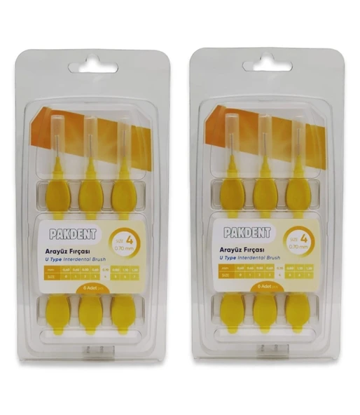 Pakdent Arayüz Fırçası 0,70 mm 6'lı - Sarı 2 Adet