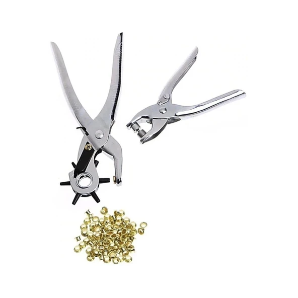 Kemer Delme Ve Perçin Pensesi Ikli Set Deri Plastik Delici - 2