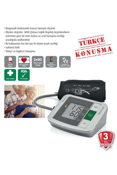 medikaltec Medisana Türkçe Konuşan Tansiyon Ölçme Cihazı ürün görseli 1