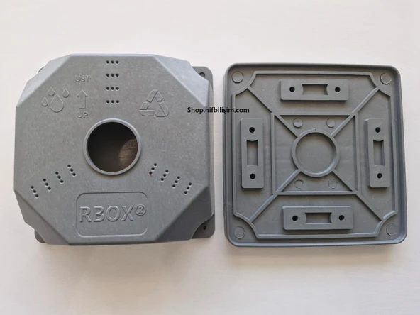 RBOX WX8 Juncition Duvar Buatı Kamera Montaj Buat Muhafaza Kutusu Taban Dahil Büyük Boy Koyu Gri - Resim 3