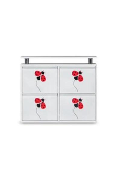 medikaltec 2+2 Metal Ayakkabılık (Beyaz- Uğurböceği) | Kullanışlı, Sağlam ve Şık - Resim 3